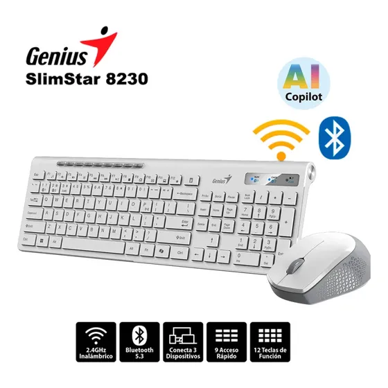 Combo Teclado Y Mouse Inalambrico Genius Slimstar 8230 Esp