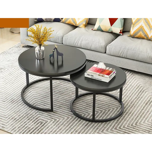 Mesas De Centro Estilo Nido Circular Industrial Negro