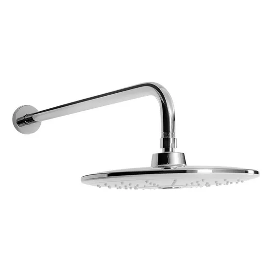 Regadera Redonda De 10 Helvex Con Brazo H-3302-c/b Acabado Pulido Color Cromo Y Blanco