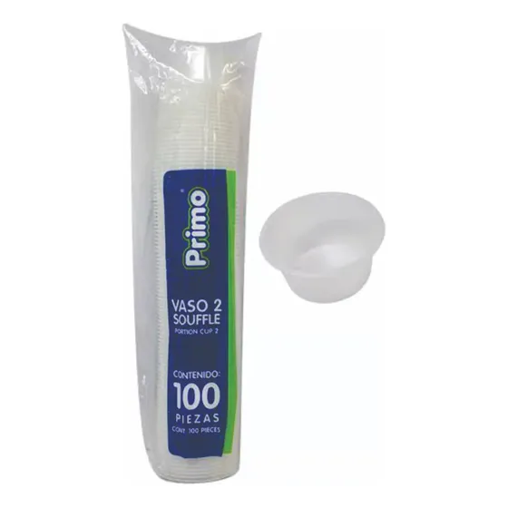 Vaso Con Tapa Primo #2 / 2 Oz Souffle (1,200 Vasos Con Tapa)