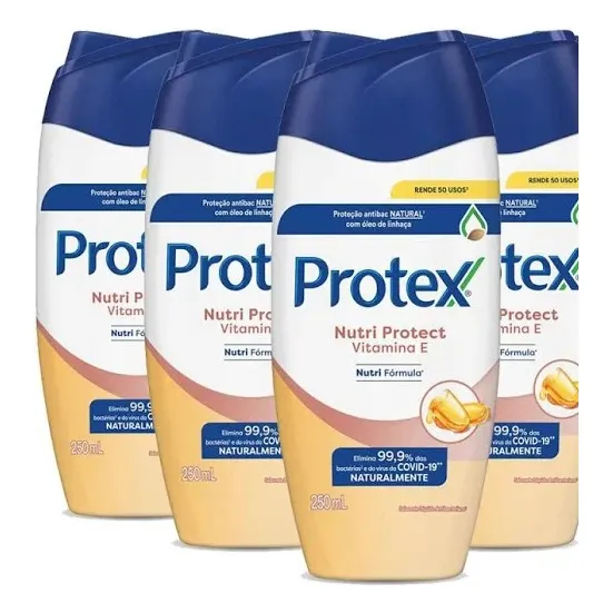 Kit 5 Sabonetes Líquido Protex Nutriprotect Vitamina E 250ml