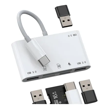 Concentrador Usb-c 6 En 1 Con Lector Sd/tf Y Carga Rápida