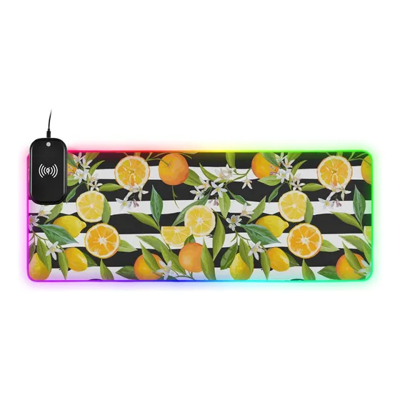 Alfombrilla Mouse Carga Inalambrica Naranja Limon Para Extra