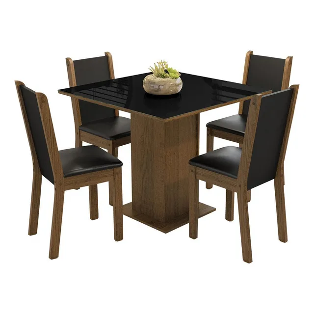 Juego De Comedor Madesa Tifani con 4 Sillas Marrón/Negro