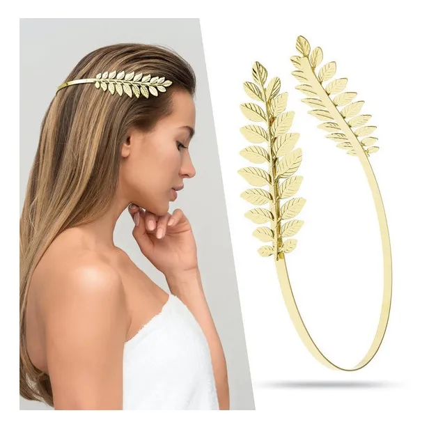 Diadema Cintillo Tiara Griega Hojas Roma Doradas Boda Laurel