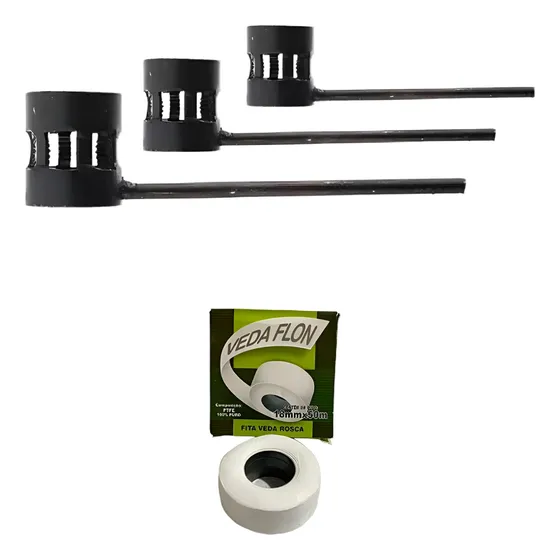 3 Tarraxa Tarracha Cano Pvc 1 1/2 E 3/4 Po 1 Fita Veda Rosca