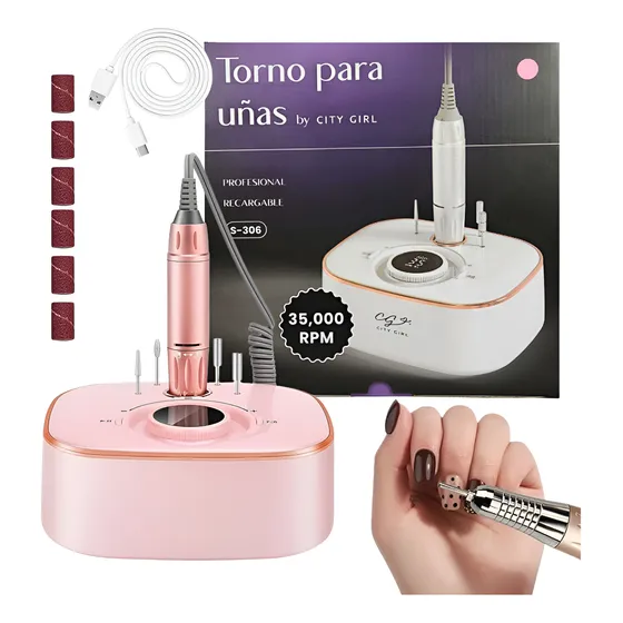 Torno P/uñas Profesional Recargable S-306 City Girl 35000rpm