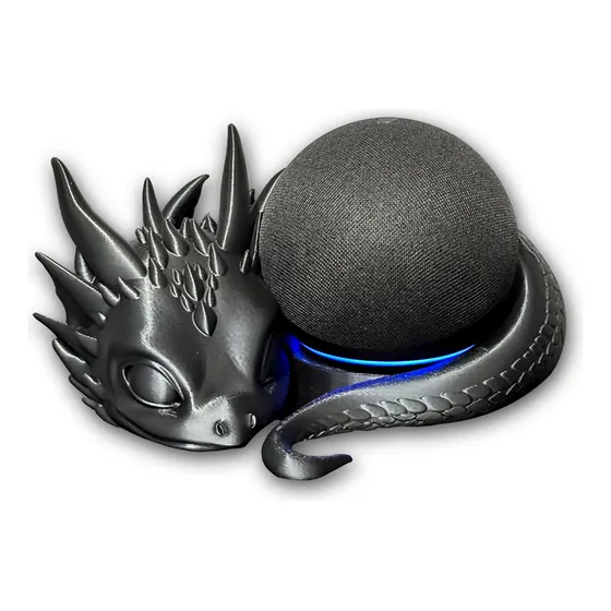Suporte Para Alexa Echo Dot 4 E 5 Dragão Bebê Preto