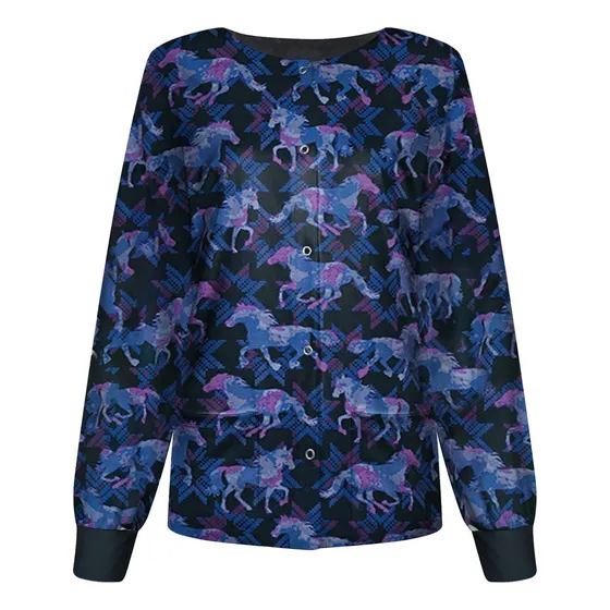 Chaqueta De Enfermera De Manga Larga Con Botones Para Mujer
