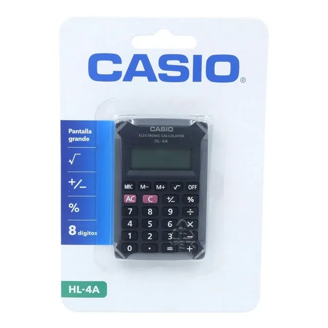 Calculadora Electronica Hl-4a Negra Casio Cont. 1 Pieza Color Negro