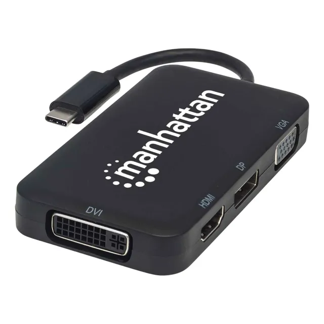 Hub Usb C Video Manhattan Hdmi/dp/dvi/vga Negro