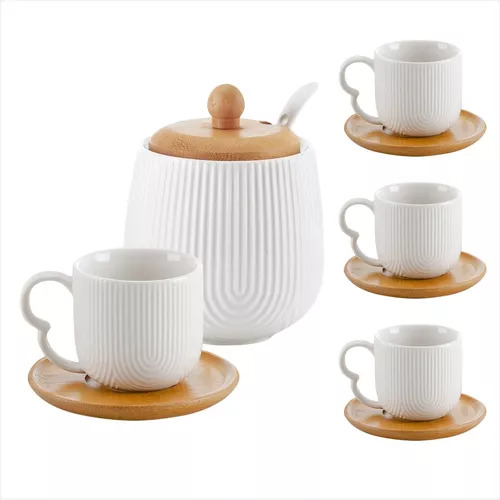 Conjunto 4 Xicaras De Café 90ml Com Pires E Açucareiro Oasis Conjunto 4 Xicaras De Café 90ml Com Pires E Açucareiro Oasis