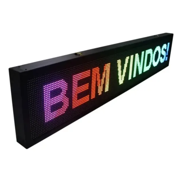 Painel De Led Bem Vindos Rgb Colorido 70x20 Cm