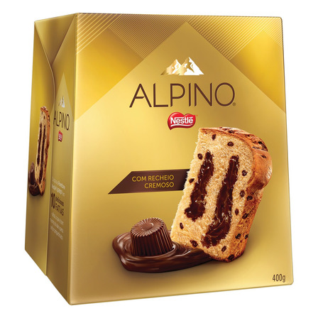 Panettone com Gotas e Recheio Chocolate Alpino Nestlé Caixa 400g Nestlé