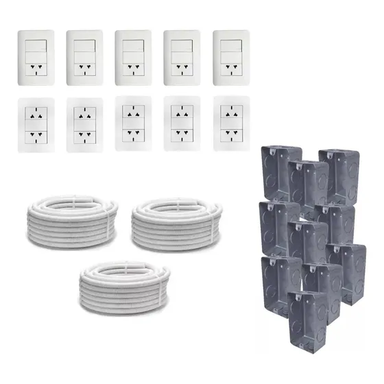 Llave De Luz Armada X 10+ Corrugado X3+caja Rectangular X 10