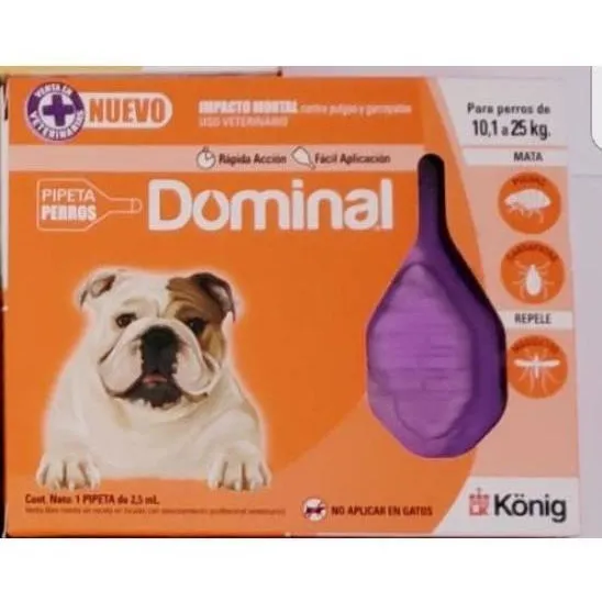 Pipeta Dominal Pará Perro De 10 A 25kg (pulgas Y Garrapatas)