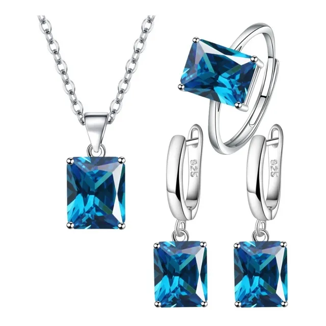 Set Cadena Dije Aretes Anillo Plata 925 Nano Esmeralda Rusa