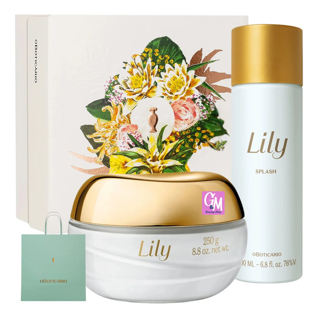 Kit Presente O Boticário Lily Acetinado Creme Sabonete Kit Presente O Boticário Lily Acetinado Creme Sabonete