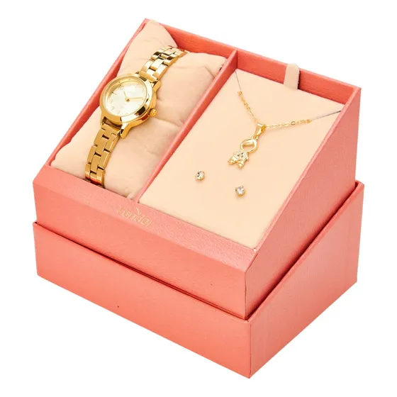 Kit Relógio Condor Fem Mães Mini Dourado - Co2035npf/k4x