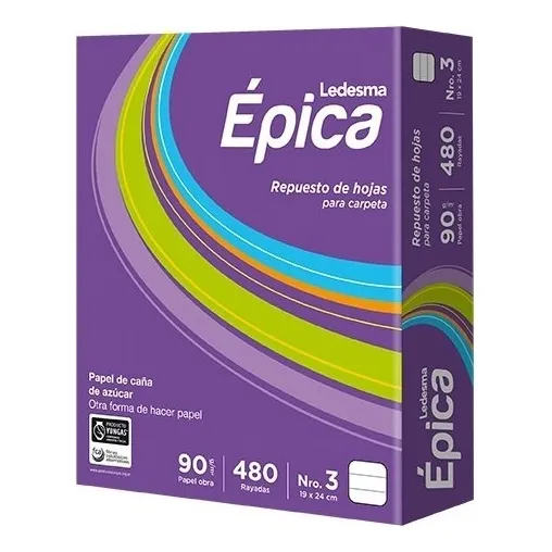 Repuesto Escolar Nro. 3 De 480 Hojas Rayadas Ledesma Epica