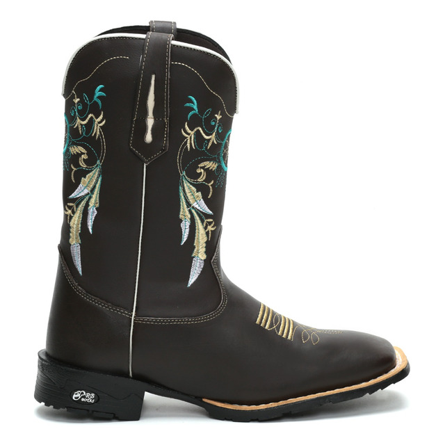 Bota Texana Feminina Country Em Couro Legitimo Bico Quadrado Bota Texana Feminina Country Em Couro Legitimo Bico Quadrado