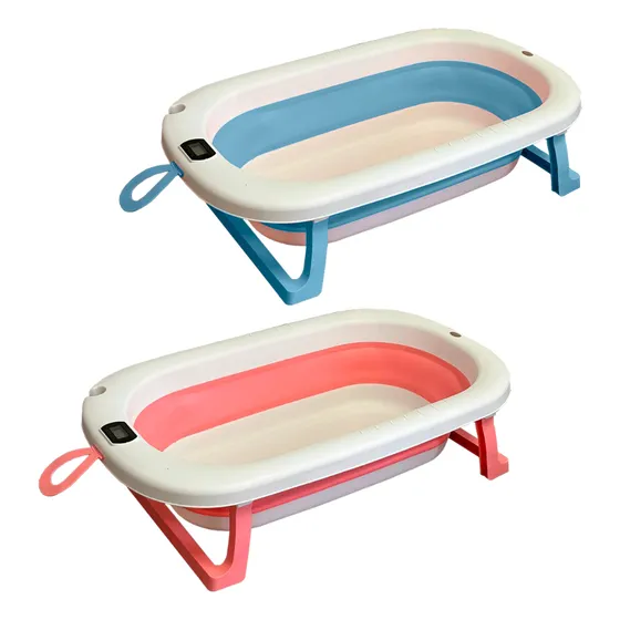 Banheira Retrátil Dobrável Silicone De Bebe Com Termometro