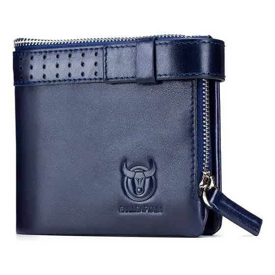 Bullcaptain - Billetera De Cuero Mate Qb-059-bl Azul
