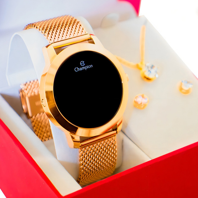 Relógio Digital Champion Feminino Dourado Pulseira Mesh Cor Do Fundo Preto Relógio Digital Champion Feminino Dourado Pulseira Mesh Cor Do Fundo Preto