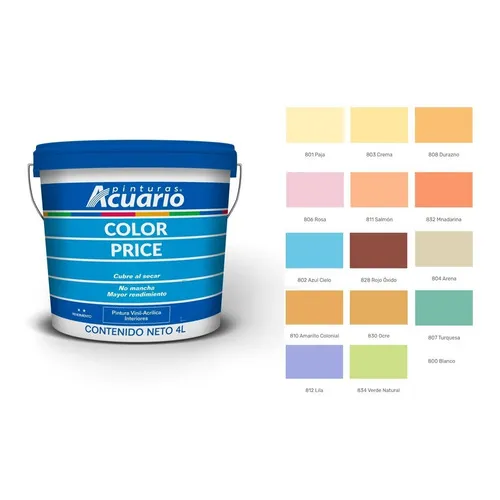 Galon De Pintura Vinilica Lavable Acuario Color Price 4lt Color Salmon