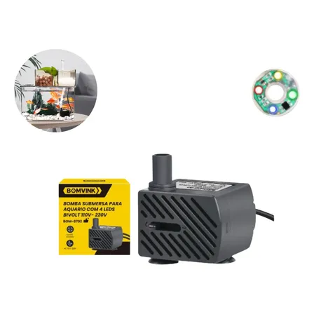 Bomba Submersa Bomvink 4W com LEDs para Aquários Circulação Oxigenação