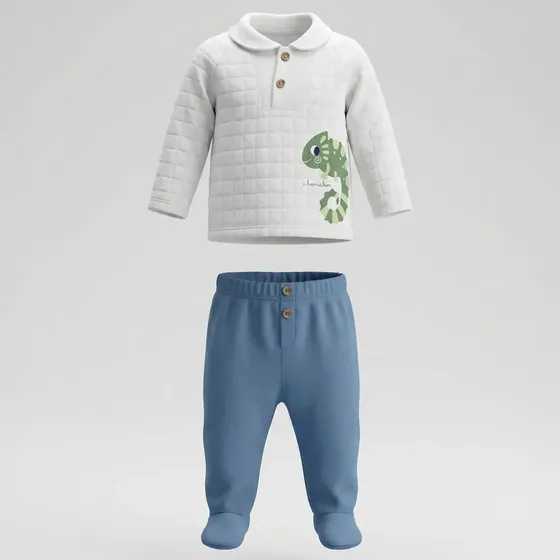 Conjunto Recién Nacido B13221270203 Crudo Black And Blue Crema 3 Meses