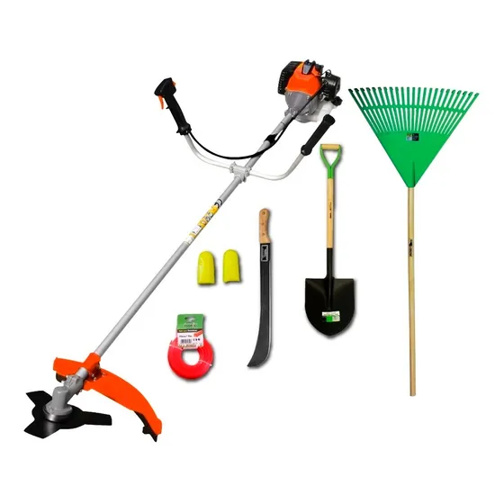 Combo Jardinero Desmalezadora Nylon Machete Rastrillo Pala 