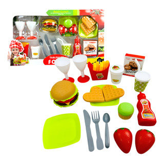 Juego Set De Alimentos Comidita Y Accesorios Mediana 29 Pzs Juego Set De Alimentos Comidita Y Accesorios Mediana 29 Pzs