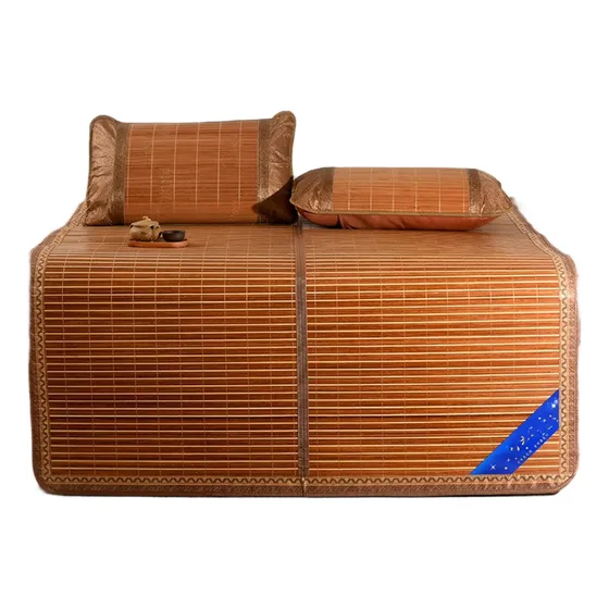 Cubre Cama Alfombra Esterilla De Bambu 180 X 2m Saludable Color Marrón Claro