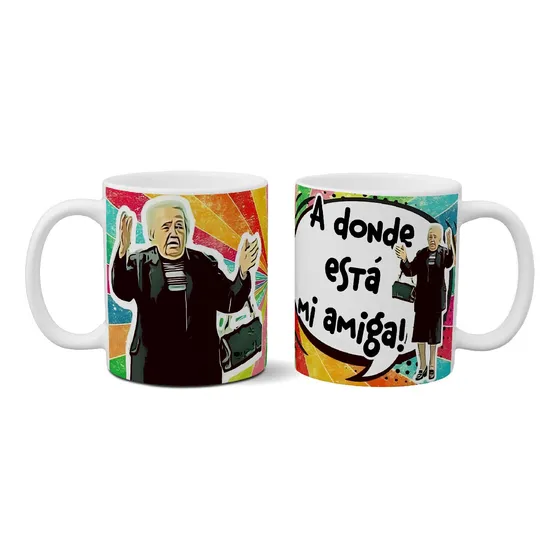 Taza De Cerámica Donde Esta Mi Amiga Comic Exclusiva Art U90