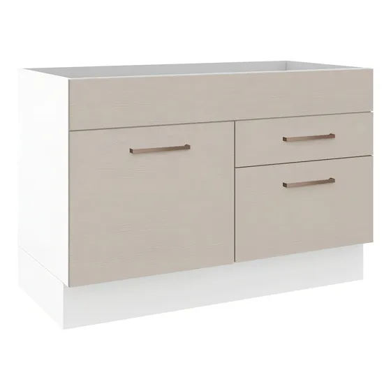 Gabinete Bajo Cocina Madesa Agata 120cm Sin Encimera Color Blanco/Crema