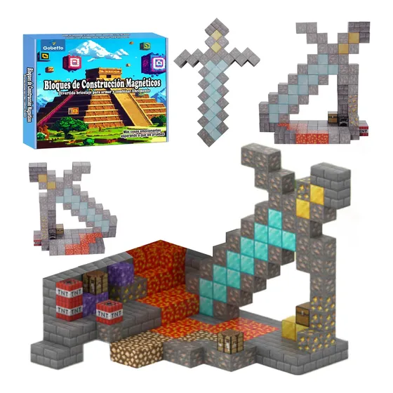 Magnéticos Juegos Set Patrón-espada De Mineral 90pz Bloques