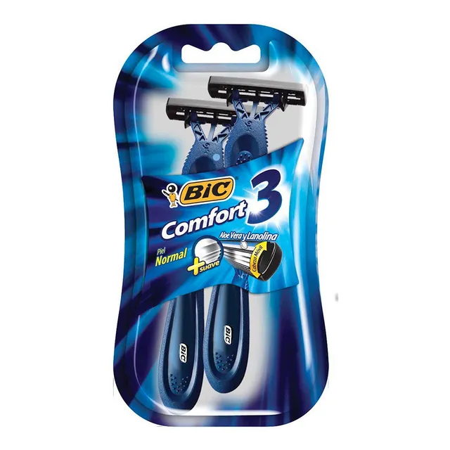 Rastrillos Desechables Bic Comfort 3 Piel Normal 2 Piezas
