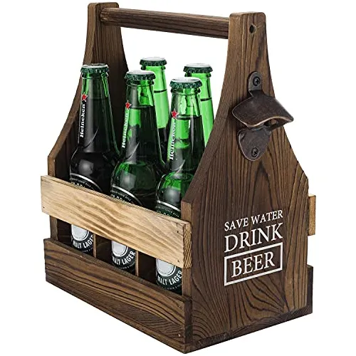 Caja De Madera Quemada Botellas De Cerveza, Porta Botel...