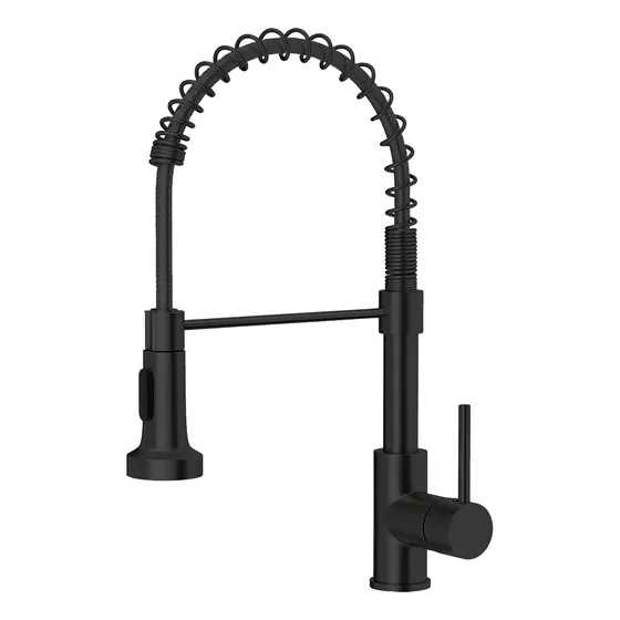 Grifería Monocontrol Negra Con Espiral Para Cocina