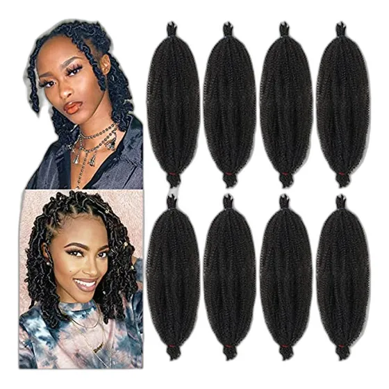 8 Paquetes De Pelo Rizado Afro Twist De 16 Pulgadas Para Tre