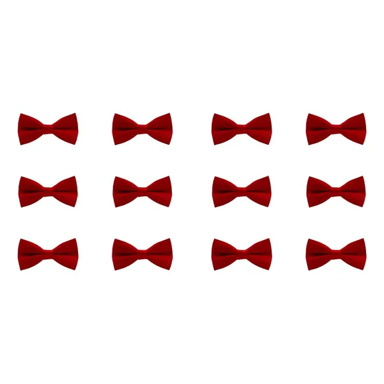 12 Piezas Moño Corbata Pajarita De Adulto Ajustable Smoking Rojo