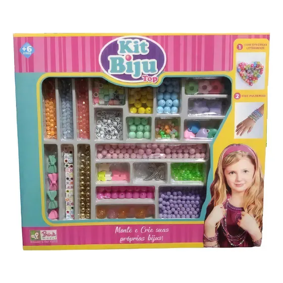 Kit Miçangas Biju Fazer Pulseiras E Colar Infantil Grande