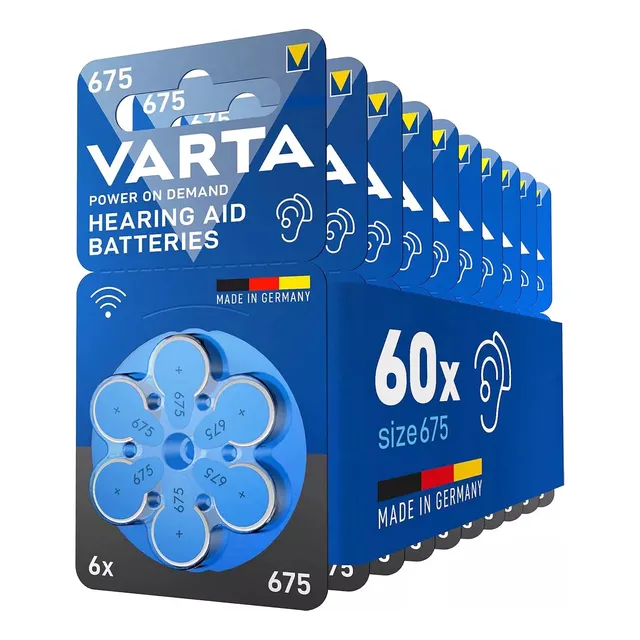 60 Pilas Varta Para Audífono Blister 6u Tamaño 675