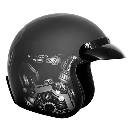 Casco Vcan Vcan85c Talle M - Matte Black - Red Skull Harley