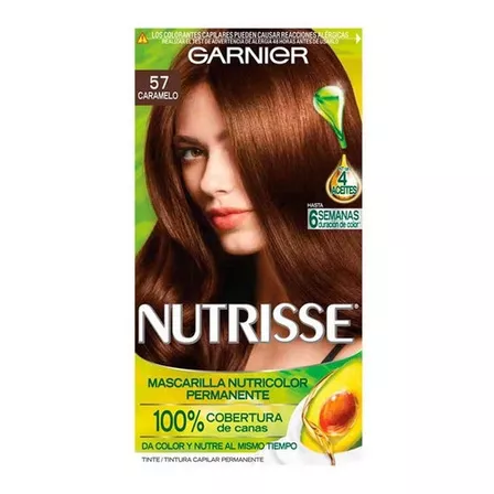 Kit Tinte Garnier  Nutrisse regular clasico Mascarilla nutricolor permanente tono 57 caramelo para cabello