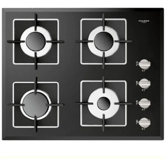 Tope De Cocina A Gas Fulgor 60cm Vidrio Negro