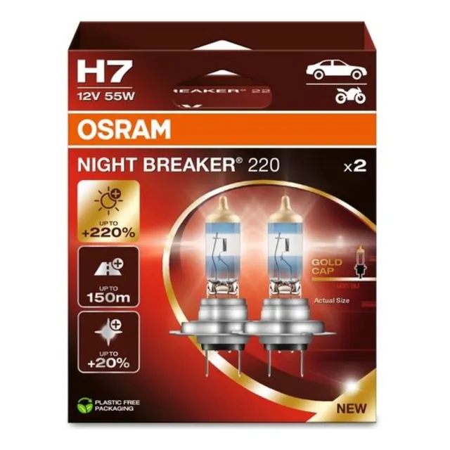 Bombillos Osram H7 X2 Night Breaker 200%+luz 12v 55w  