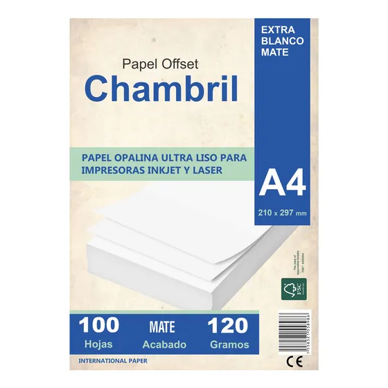 Opalina 120 Gramos Gr A4 Chambril Papel Cartulina Mate X100h