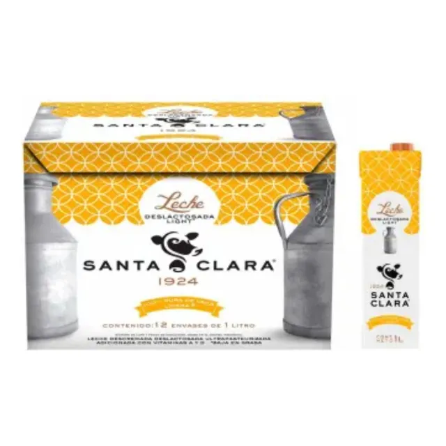 Leche Deslactosada Santa Clara Light 12 Pzas De 1 L C/u